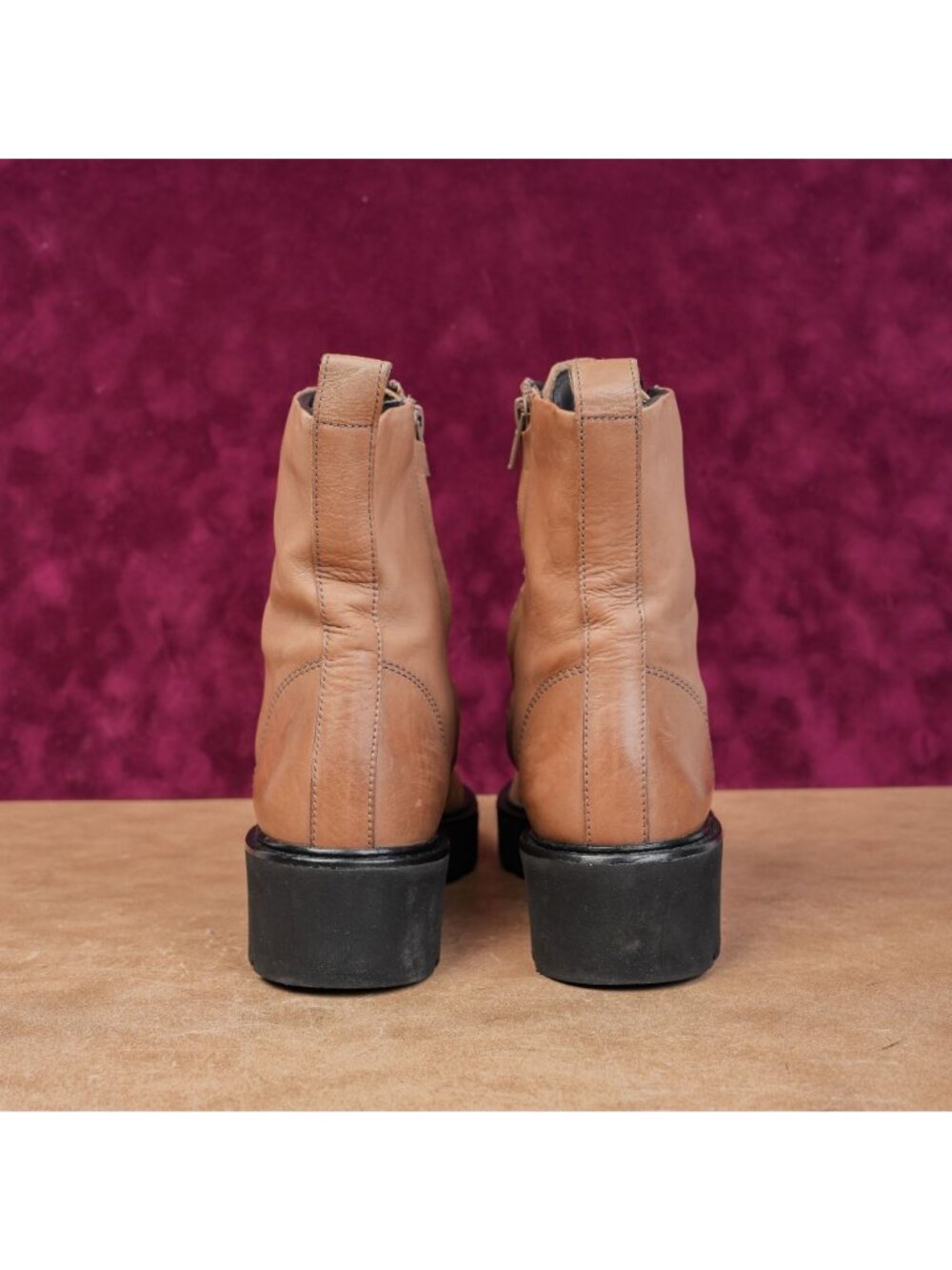 Paul Green Women Jean Taupe Nubuck Lace-up Festival Combat boots sz 8US AUS 5.5 - Picture 3 of 9